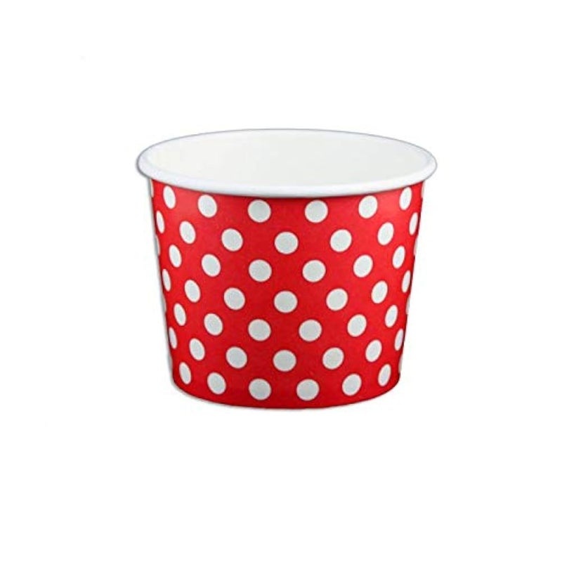 Worlds Paper Ice Cream Cups Polka Dot Paper Yogurt Cups 8oz Red 50 pack - Image 1
